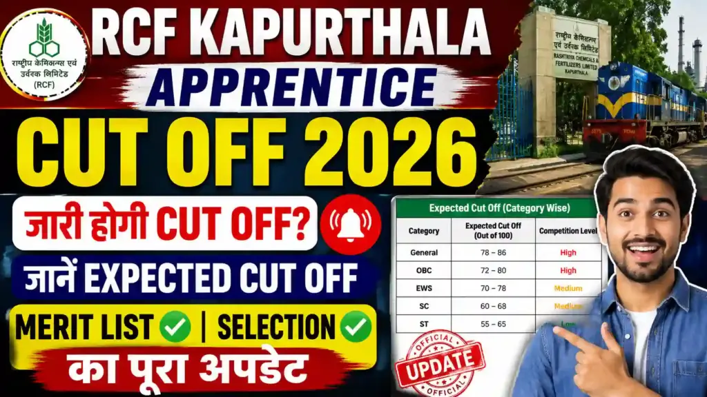 RCF Kapurthala Apprentice Cut Off 2026: जारी होगी Cut Off? जानें Expected Cut Off, Merit List और Selection का पूरा अपडेट
