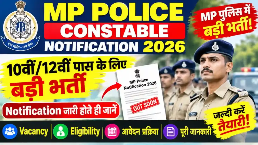 MP Police Constable Notification 2026: 10वीं/12वीं पास के लिए बड़ी भर्ती, Notification जारी होते ही जानें Vacancy, Eligibility और पूरी जानकारी